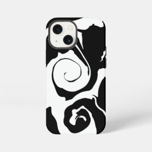 Etui iPhone 13 Mini Tourbillon noir et Marbre blanc moderne