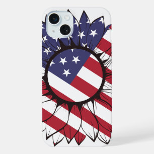 Coque iPhone 15 Plus Tournesol Américain Patriotique