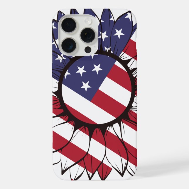 Coque iPhone Tournesol Américain Patriotique (Verso)