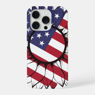 Coque iPhone 15 Pro Tournesol Américain Patriotique