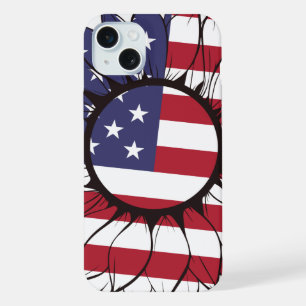 Coque iPhone 15 Plus Tournesol Américain Patriotique