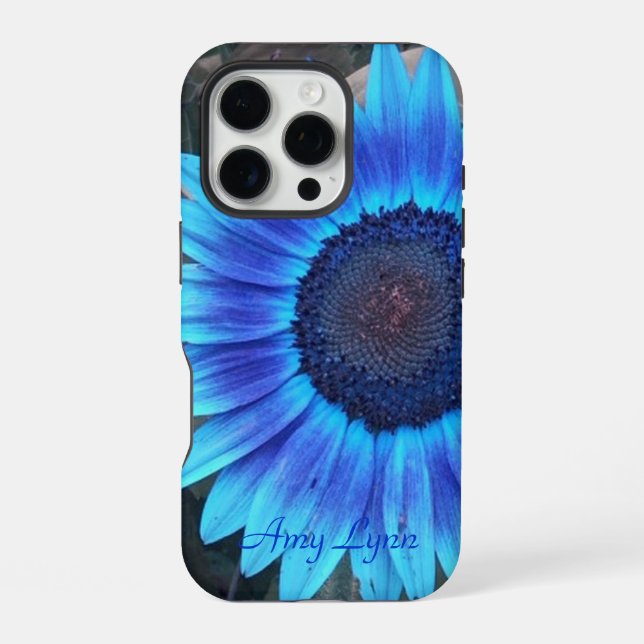 Coque iPhone Tournesol Bleu *Personnaliser* (Verso)
