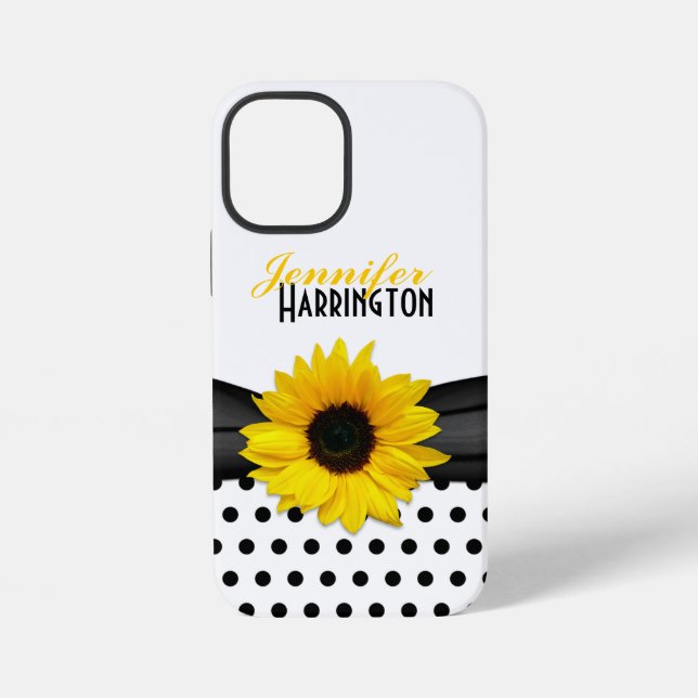 Coque iPhone Tournesol Chic à pois (Verso)