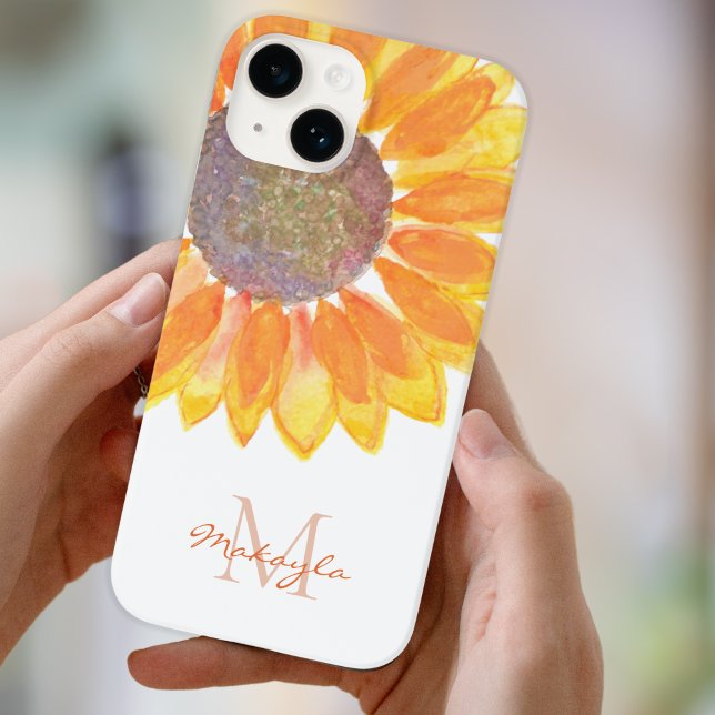 Coque iPhone Tournesol monogramme (Créateur téléchargé)