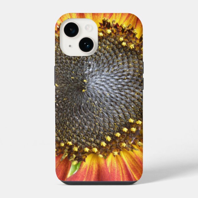 Coque iPhone Tournesol rouge et jaune (Verso)