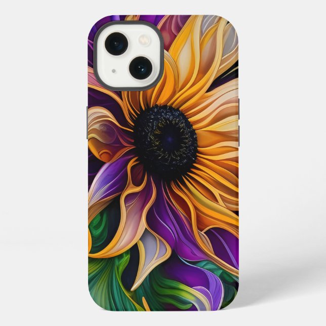 Coque iPhone Tournesol violet et or (Verso)