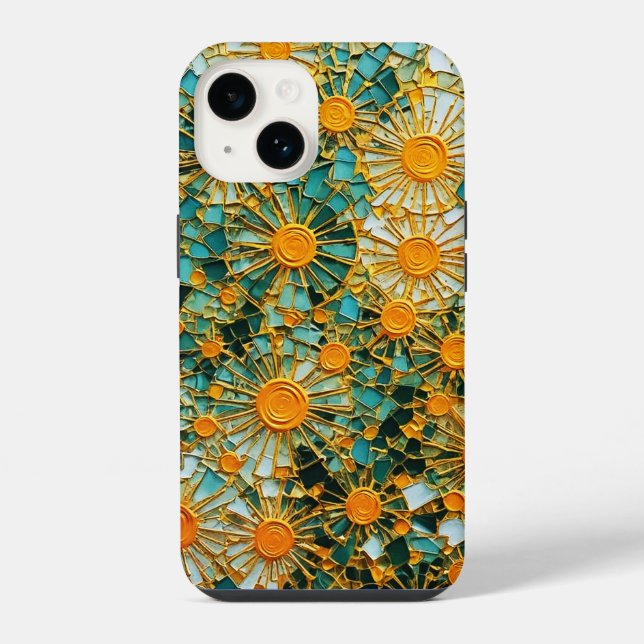 Coque iPhone Tournesols abstraits 102 (Verso)