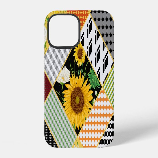 Coque iPhone Tournesols Camomille, aquarelle patchwork. (Verso)