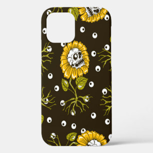 Coque iPhone 12 tournesols crânes motif sans couture