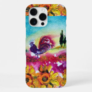 COQUE iPhone 16 PRO MAX TOURNESOLS ET COQ NOIR