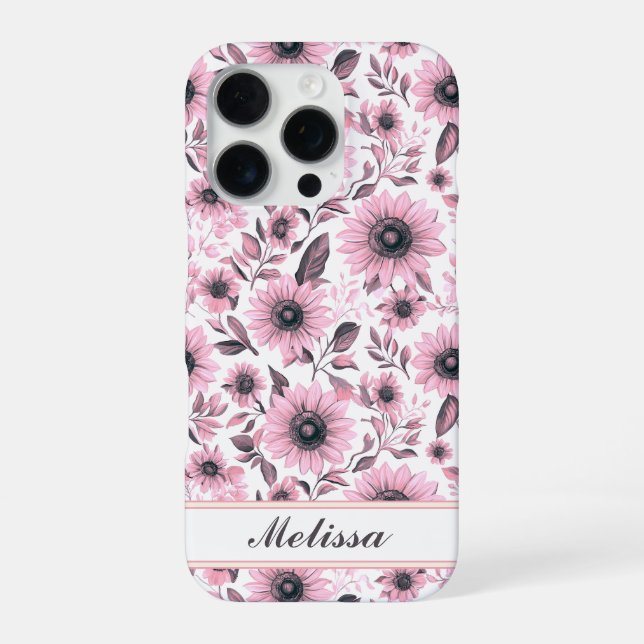 Coque iPhone Tournesols Floraux Roses (Verso)