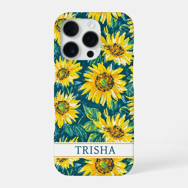 Coque iPhone Tournesols Modernes Monogrammés (Verso)