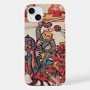 COQUE iPhone 15 PLUS TOURNOI MÉDIÉVAL, CHEVALIERS COMBATTANTS ET DAMES
