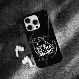 Coque iPhone 15 Pro Tout D'abord Je Suis Un Délice Chat Noir Rugissant