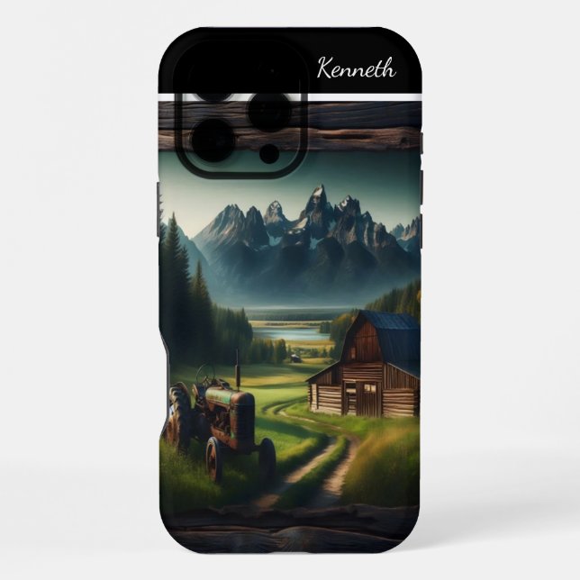 Coque iPhone Tracteur Mountain Farm (Verso)
