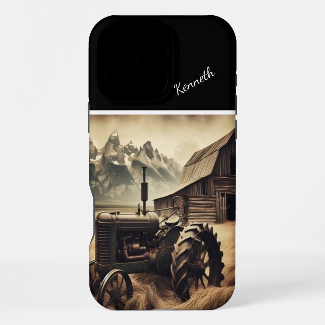 Coque iPhone Tracteur rustique dans Mountain Valley (Verso)