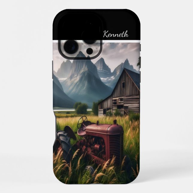Coque iPhone Tracteur Rusty dans Mountain Valley (Verso)