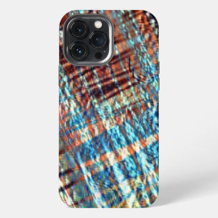 Etui iPhone 13 Pro Max Traits bleus et bruns croisés de manière rustique