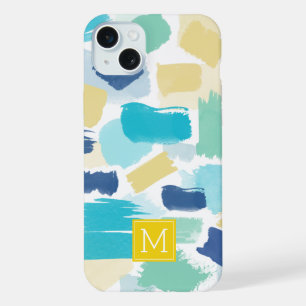 Coque iPhone 15 Plus Traits de pinceau aquarelle lumineux et désordonné
