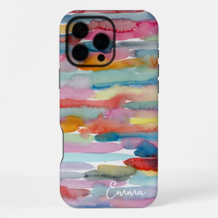 Coque iPhone 16 Pro Max Traits de pinceau rayés aquarelle colorés