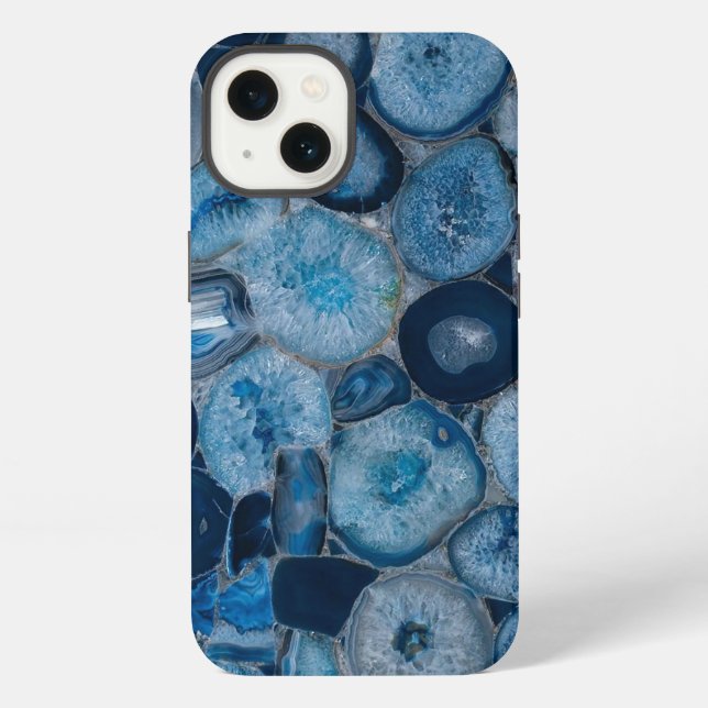 Coque iPhone Tranche de géométrie d'âge bleu (Verso)