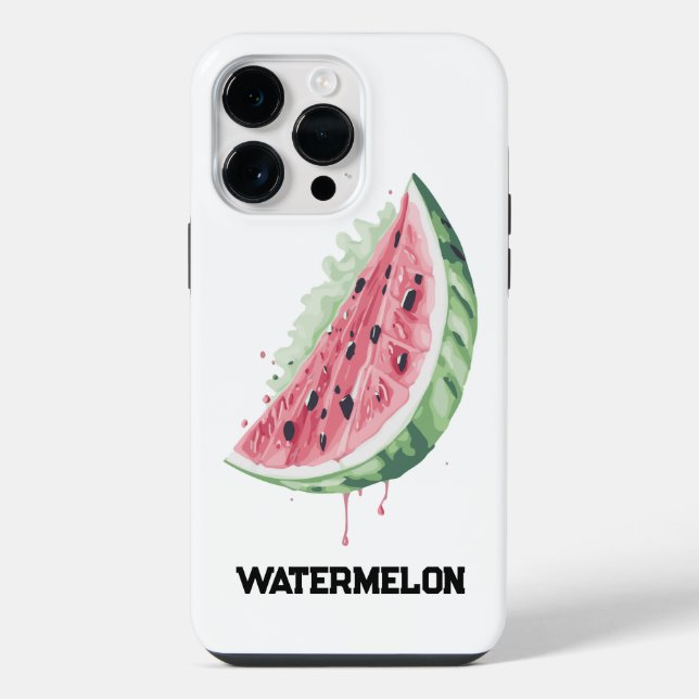 Coque iPhone Tranche de pastèque juteuse rose et verte fraîche (Verso)