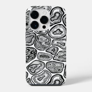 Coque Pour iPhone 14 Plus Tranches d'agate en noir et blanc