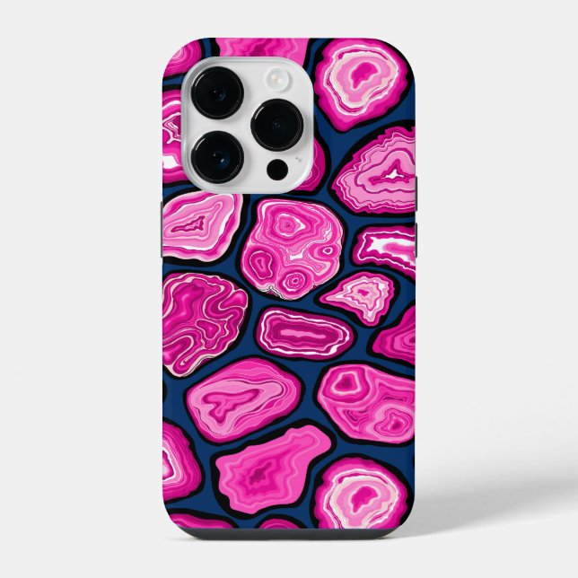 Coque iPhone Tranches d'agate rose (Verso)