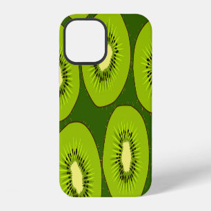 Coque iPhone 12 Tranches de kiwi : vert foncé.