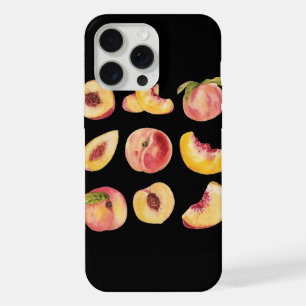 Coque iPhone 15 Pro Max Tranches de pêche fraîches et colorées à l'aquarel