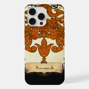 Coque iPhone 15 Pro Max Travail personnalisé Burnalized Orange Antique Scr