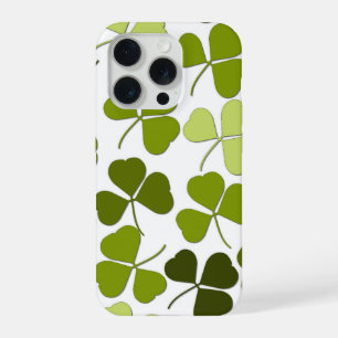 Coque iPhone 15 Pro Trèfle vert dans une variété de nuances