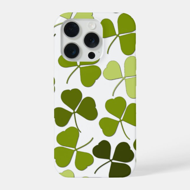 Coque iPhone Trèfle vert dans une variété de nuances (Verso)