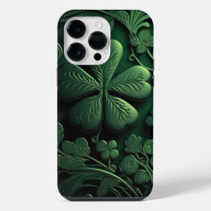 COQUE POUR POUR iPhone 14 PRO MAX TRÈFLES IRLANDAIS VERT FONCÉ INTRIQUÉS