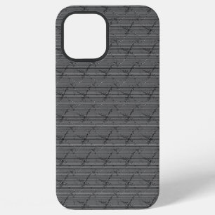Coque iPhone 12 Pro Max Tressé gris avec de petites rayures et pixélisé