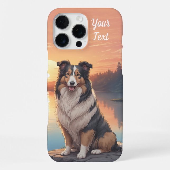 Coque iPhone Tri Collie couleur par lac (Verso)