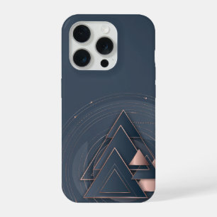 Coque iPhone 15 Pro Triangles Concentriques Rose Gold Art Linéaire Mod