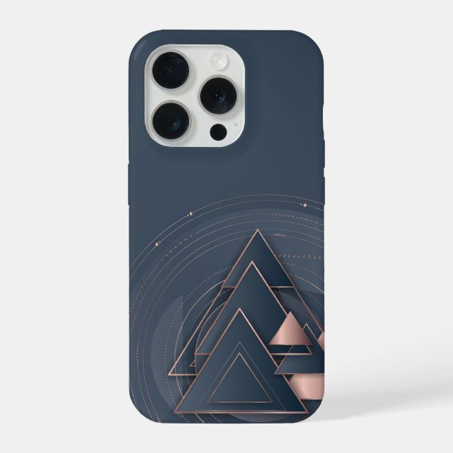 Coque iPhone Triangles Concentriques Rose Gold Art Linéaire Mod (Verso)