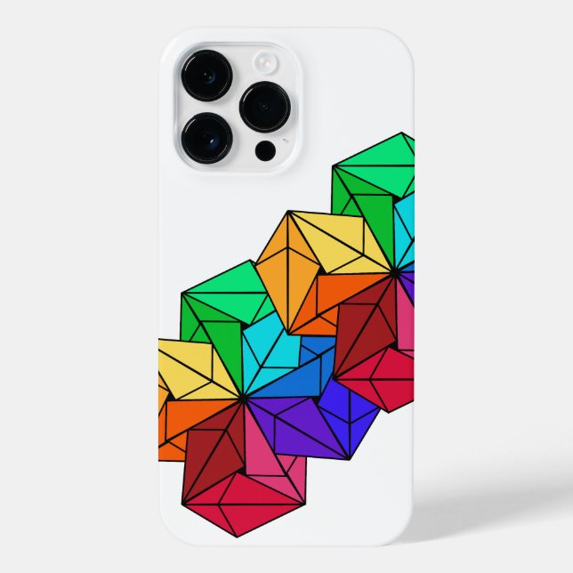 Coque iPhone Triangles de cubes arc-en-ciel lumineux 3D en blan (Verso)