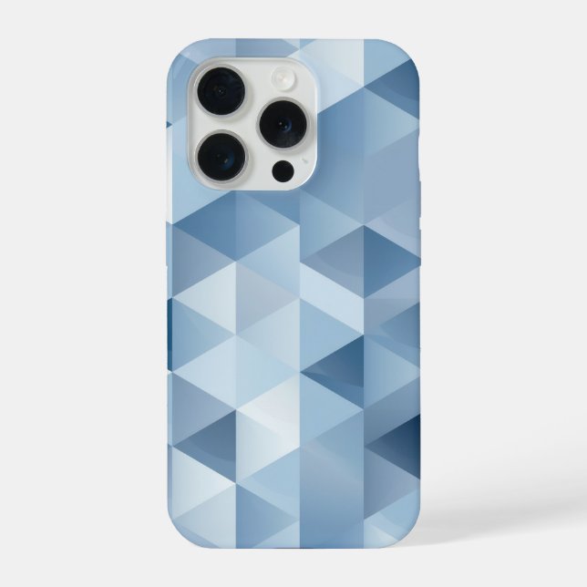 Coque iPhone Triangles en bleu et gris (Verso)