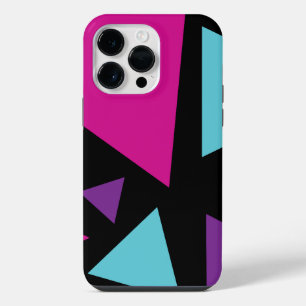 Coque Pour Pour iPhone 14 Pro Max Triangles en rose, violet, bleu et noir