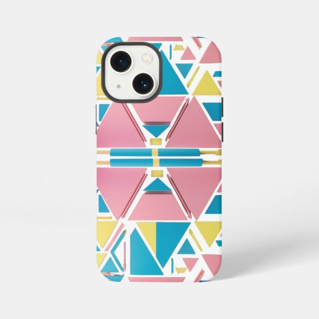 Coque iPhone Triangles Géométriques Pastel – Pomme Rétro Modern (Verso)