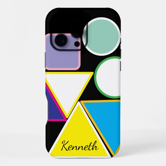 Coque iPhone Triangles Modernes Motif Géométrique Vibrant  (Verso)