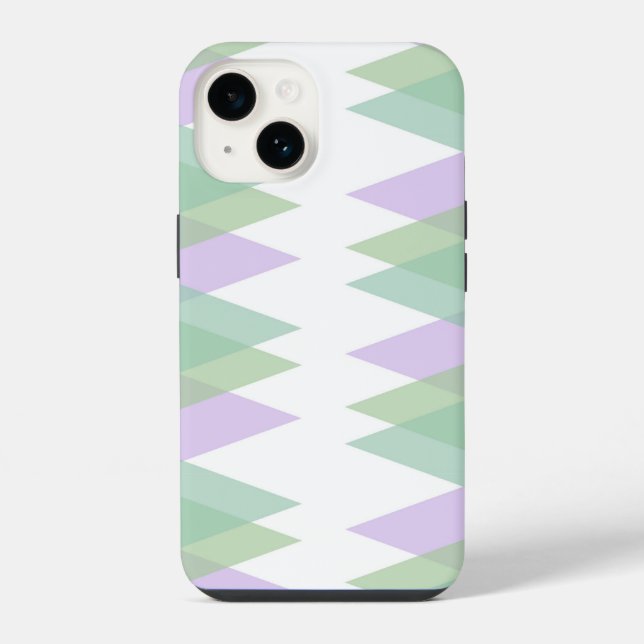 Coque iPhone Triangles verts et lilas (Verso)