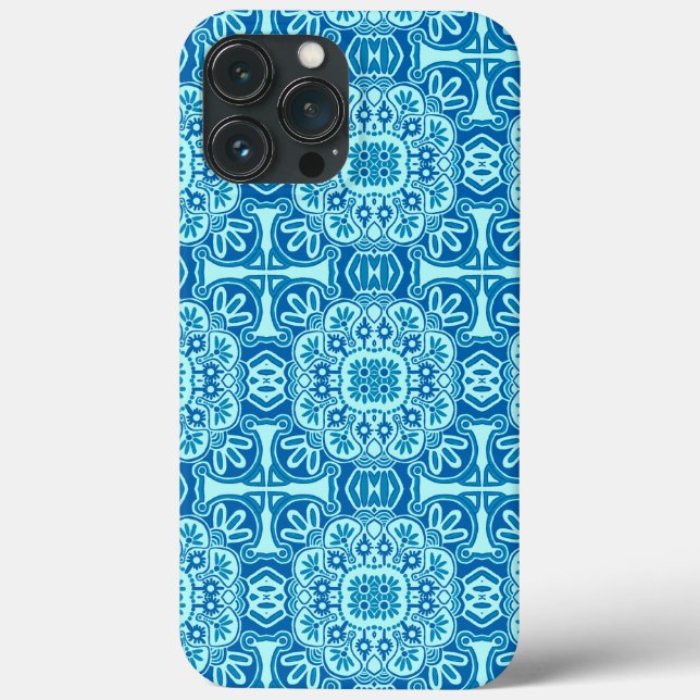 Coque iphone tribal bleu et turquoise (Verso)