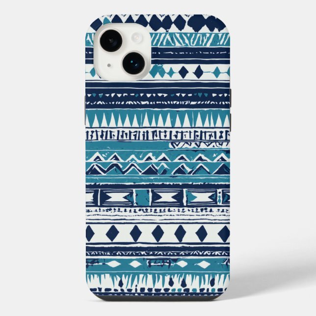 Coque iPhone tribu bleu noir blanc (Verso)