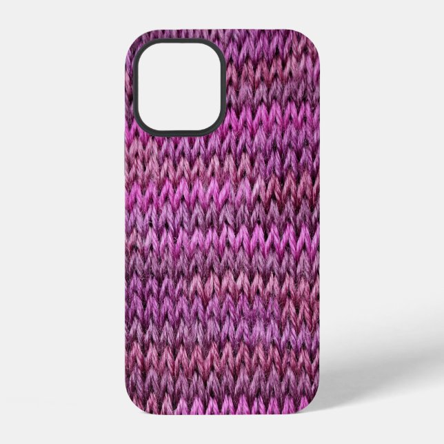 Coque iPhone Tricot Harmonie : Texture Rayure Violette (Verso)