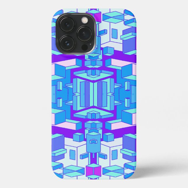 Coque iPhone Trippy Lilac et boîtier téléphonique bleu (Verso)