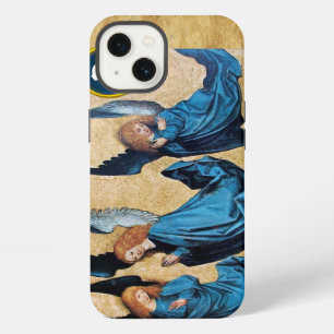 ETUI iPhone 13 TROIS ANGES DE NOËL EN MONOGRAMME DE PARCHEMIN BLE