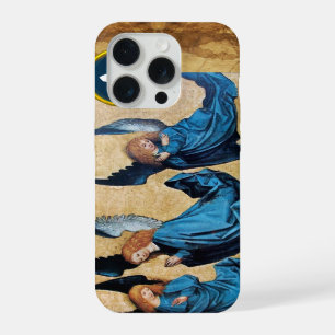 COQUE iPhone 15 PRO TROIS ANGES DE NOËL EN PARCHEMIN BLEU